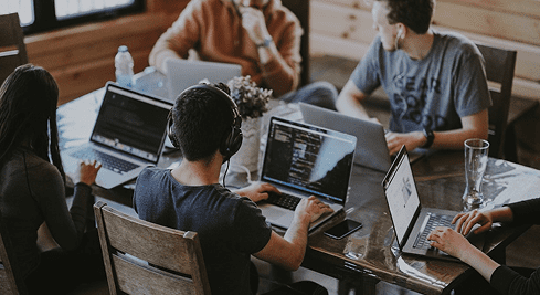 team working and sharing thoughts