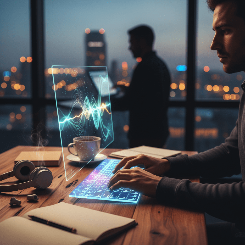 Man typing on computer