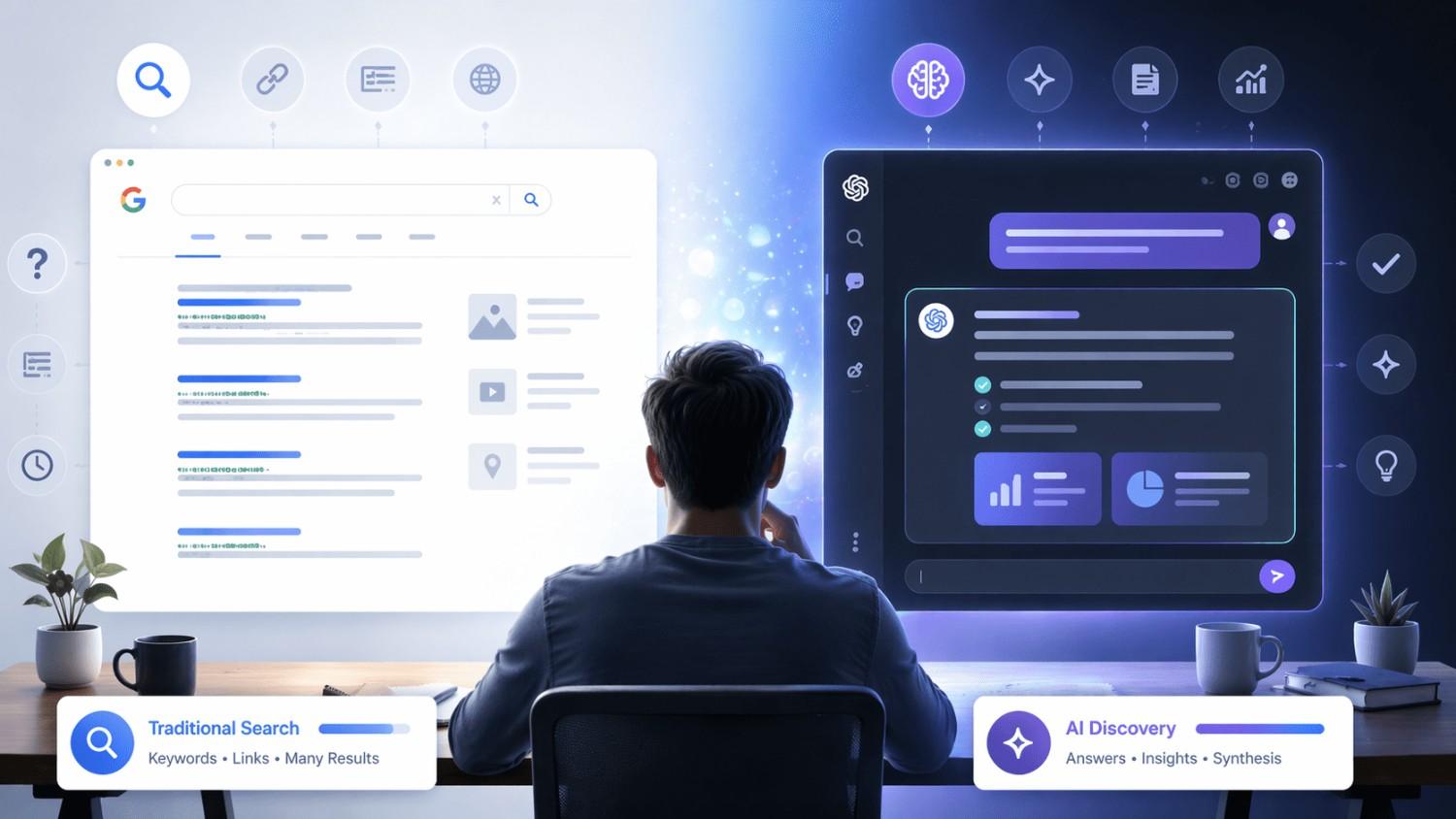 Illustration showing how Generative Engine Optimization improves AI search results