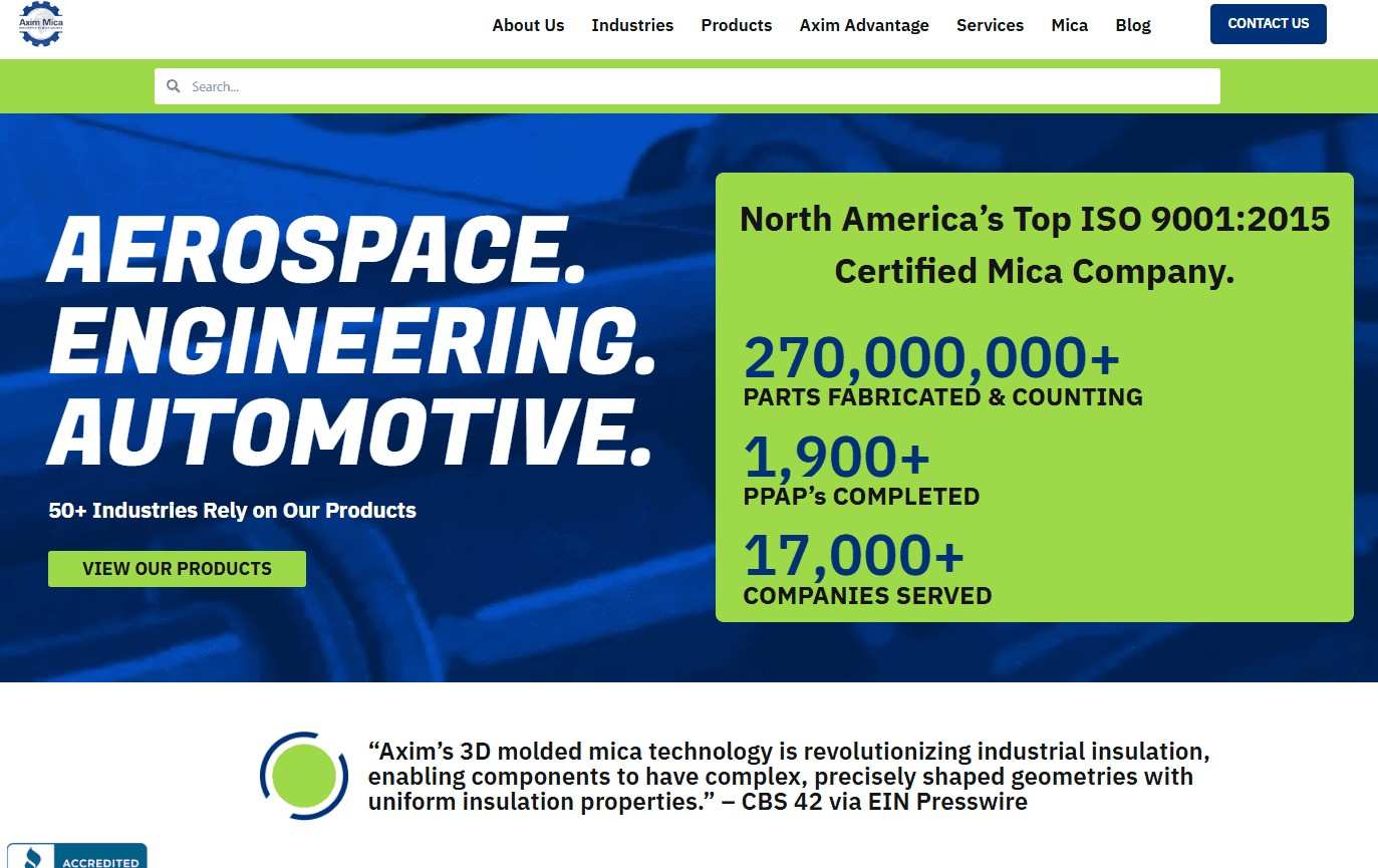 axim mica website preview screenshot