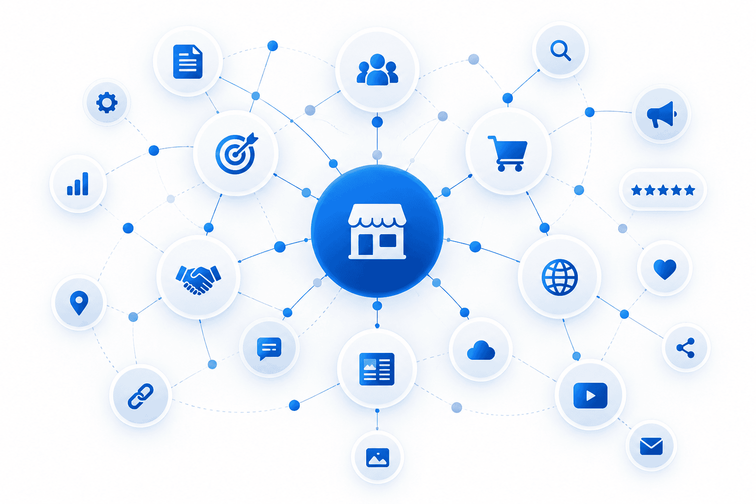 Entity SEO knowledge graph showing brand entity connections