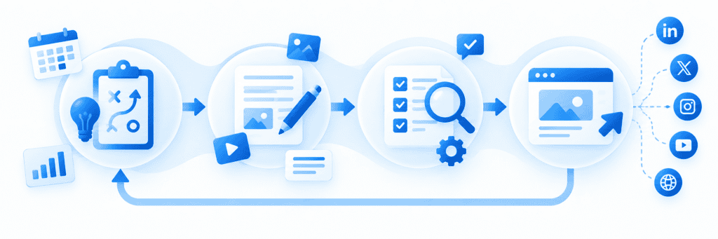 AI-powered content systems workflow for scalable content marketing